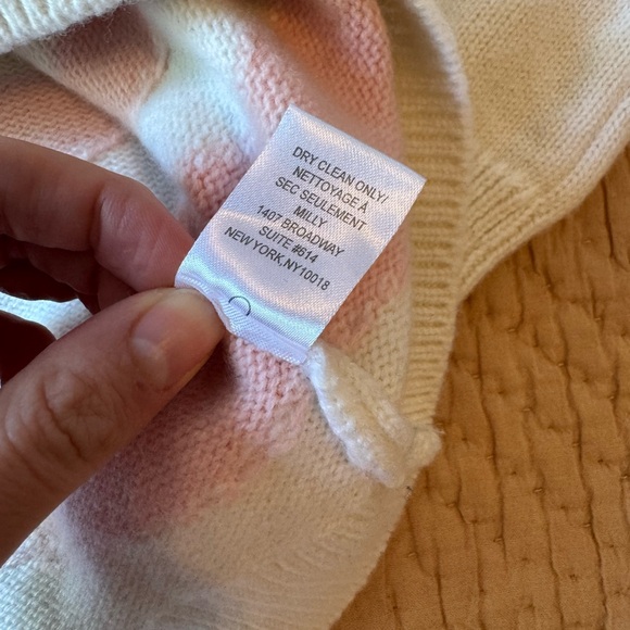 Milly Zebra Intarsia Sweater, Pink& White,  Merino Wool/Cashmere, Size S, EUC! - Picture 4 of 8